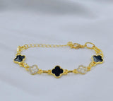 Gold-Plated Chain Bracelet for Women — Black & Gold Accent