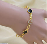 Gold-Plated Chain Bracelet for Women — Black & Gold Accent