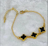 Gold-Plated Chain Bracelet for Women — Black & Golden Accent