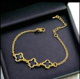 Gold-Plated Chain Bracelet for Women — Black & Golden Accent