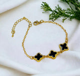 Gold-Plated Chain Bracelet for Women — Black & Golden Accent