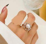 Silver-Plated Adjustable Pearl Ring — Off-White Luxury Accent