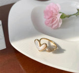 Adjustable Heart Ring for Women — Off-White Alloy Fashion Ring