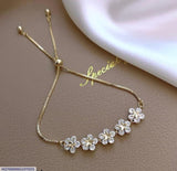 Gold-Plated Rhinestone Charm Bracelet - Adjustable Elegant Bracelet