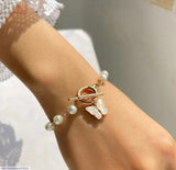 Gold-Plated Pearl Thread Bracelet — Elegant White Thread Bracelet