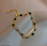 Gold-Plated Beaded Charm Bracelet — Elegant Women's Jewelry