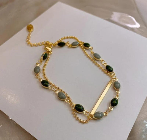 Gold-Plated Beaded Charm Bracelet — Elegant Women's Jewelry