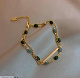 Gold-Plated Beaded Charm Bracelet — Elegant Women's Jewelry