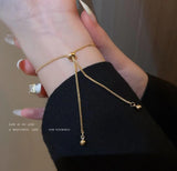 Gold-Plated Flower Charm Bracelet - Elegant Women's Bracelet