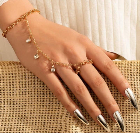 Gold-Plated Adjustable Stainless Steel Charm Bracelet - Elegant