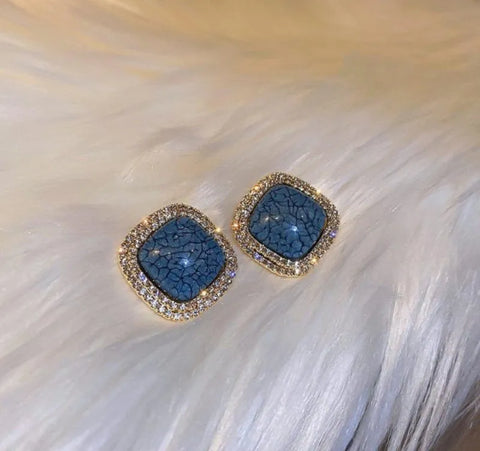 Blue & White Alloy Drop Earrings — Elegant Women's Fashion Jewelry