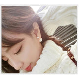 Off-White Pearl Drop Earrings — Classic Alloy Studs, Elegant