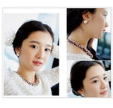 Off-White Pearl Drop Earrings — Classic Alloy Studs, Elegant