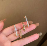 Gold Plated Alloy Drop Earrings - Elegant Golden Finish