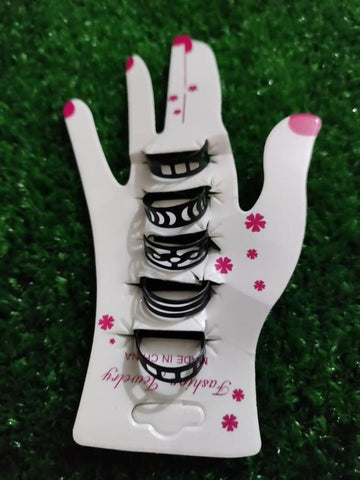 Korean-Style 5-Piece Adjustable Alloy Ring Set — Elegant Stack