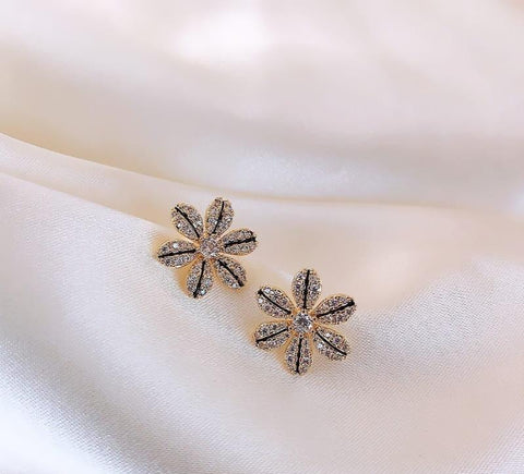 Modern Sunflower Stud Earrings - Alloy Floral Ear Studs