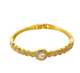 Heart-Shaped Stone Openable Alloy Bracelet — Elegant & Adjustable Gift