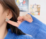 Modern Gold-Plated Rhinestone Stud Earrings — White & Black