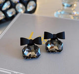 Black Bow Aluminium-Plated Stud Earrings — Modern Alloy Design