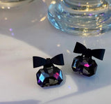 Black Bow Aluminium-Plated Stud Earrings — Modern Alloy Design