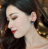 Black Bow Aluminium-Plated Stud Earrings — Modern Alloy Design