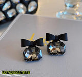 Black Bow Aluminium-Plated Stud Earrings — Modern Alloy Design