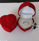 Couple's Silver Charm Ring Set - 2-Piece Unisex Stainless Steel