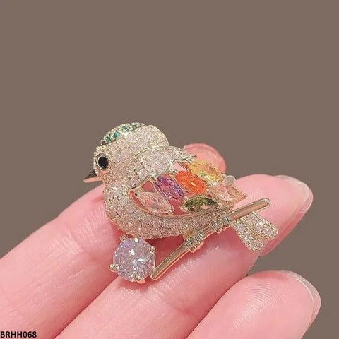 Multicolor Sparrow Brooch - Elegant Alloy Bird Pin for Jacket & Scarf