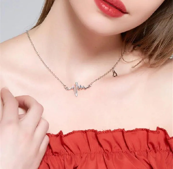 Life Line White Pendant Necklace - Elegant Alloy Chain Necklace