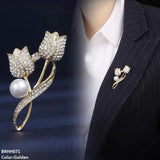 Golden Flower Brooch - Elegant Alloy Floral Pin for Women (Gift)