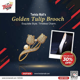 Golden Floral Brooch — Elegant Alloy Flower Pin for Women
