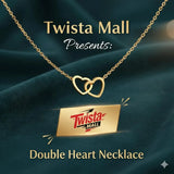 Double Heart Necklace — Gold-Tone Alloy Pendant, Romantic Gift