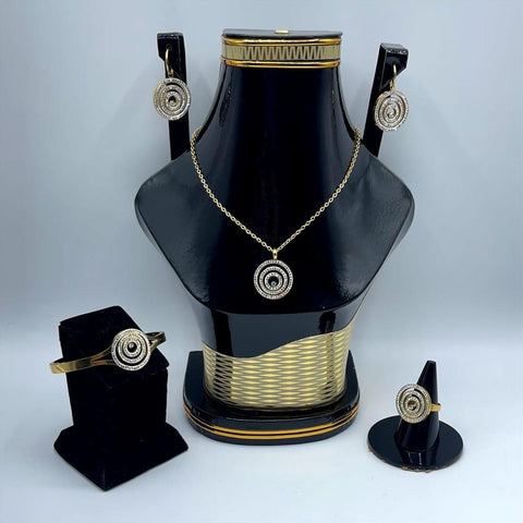 Golden-Plated 5-Piece Jewelry Set - Necklace, Earrings & Ring