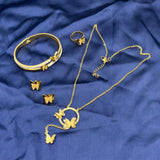 Golden Plated 5-Piece Jewelry Set with Box - Necklace & Earrings