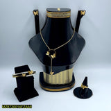 Golden Plated 5-Piece Jewelry Set with Box - Necklace & Earrings