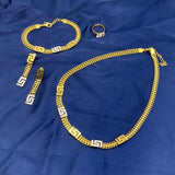 Golden Plated 5-Piece Jewelry Set with Box — Necklace & Earrings