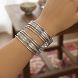 12-Piece Modern Silver & Gold-Plated Slim Bangle Set