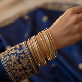 12-Piece Modern Silver & Gold-Plated Slim Bangle Set