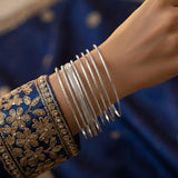 12-Piece Modern Silver & Gold-Plated Slim Bangle Set