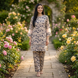 Stylish 2 Pcs Women's Cotton Lawn Printed Suit - Multicolor