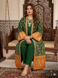 Elegant Green Cotton Embroidered Gown Suit for Women