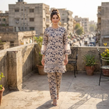 Stylish 2 Pcs Women's Cotton Lawn Printed Suit - Multicolor