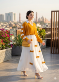 Elegant Mustard Georgette 2 Piece Maxi & Jacket Set for Women