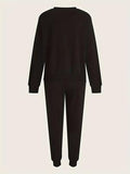 Women's Black Fleece Tracksuit - Stylish & Comfortable 2 Piece Set