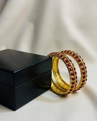 Multicolored 2‑Pc Alloy Kara Bangle Set — Elegant Fashion