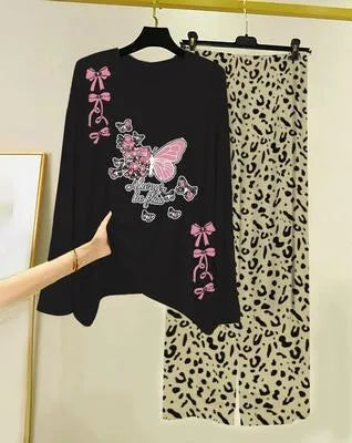 Cotton Jersey Printed Black Night Suit with Shorts for Women