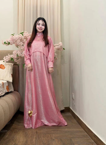 Elegant Pink Diamond Sequins 2-Piece Western Dress for Women