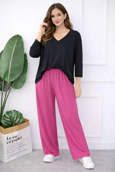 Stylish Women's Black Cotton Jersey 2 Piece Night Suit