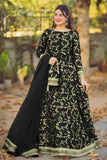 Elegant Black Shamoz Silk Embroidered 4-Piece Maxi Set