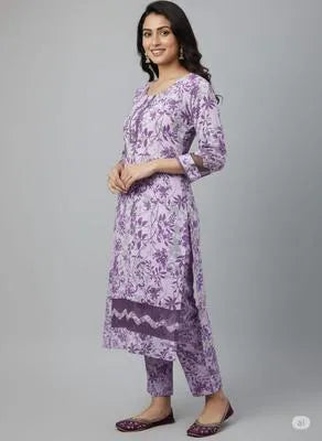 Stylish Women's Printed Shirt & Trouser Set in Crystal Wool